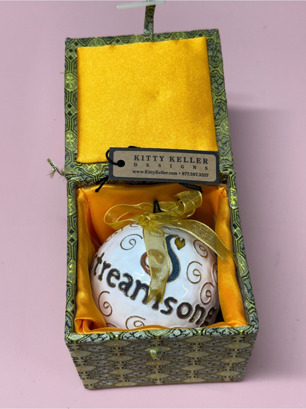 Kitty Keller Designs Gold & White Decorative Ornament in Gift Box StreamSong, FL